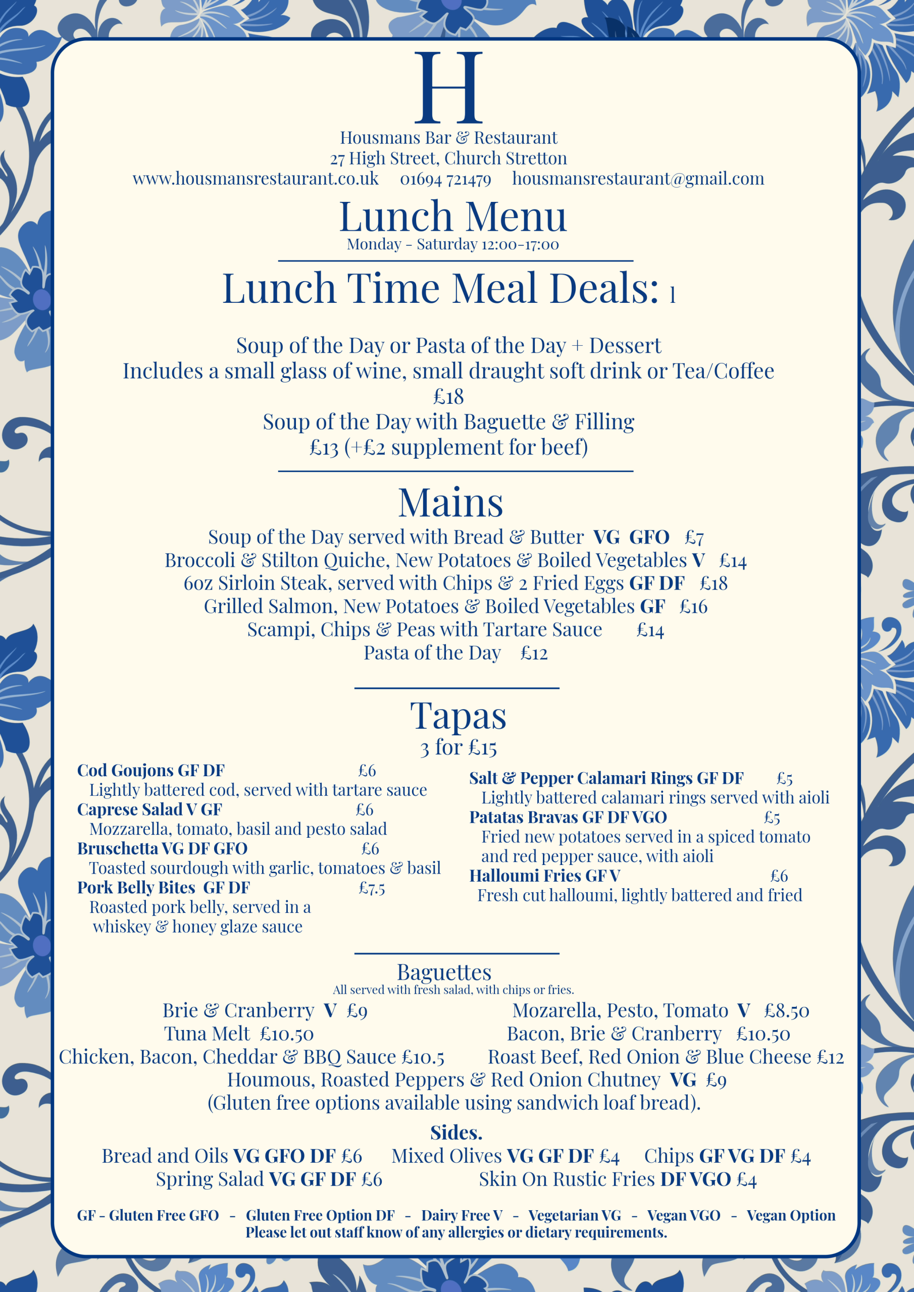 Lunch Menu 2026